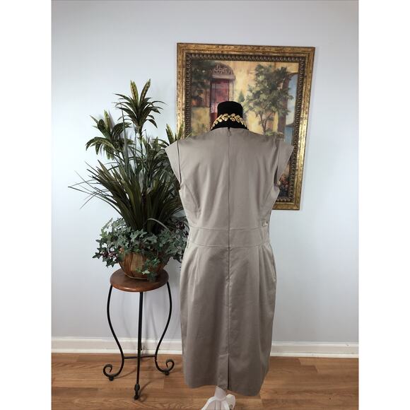 Worthington Women’s Plus 16 Sheath Dress – Taupe Cap Sleeve Tailored Career Wear - Picture 3 of 8